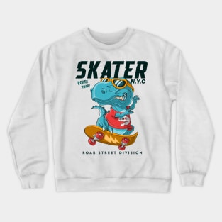 dinosaur playing skateboard Crewneck Sweatshirt